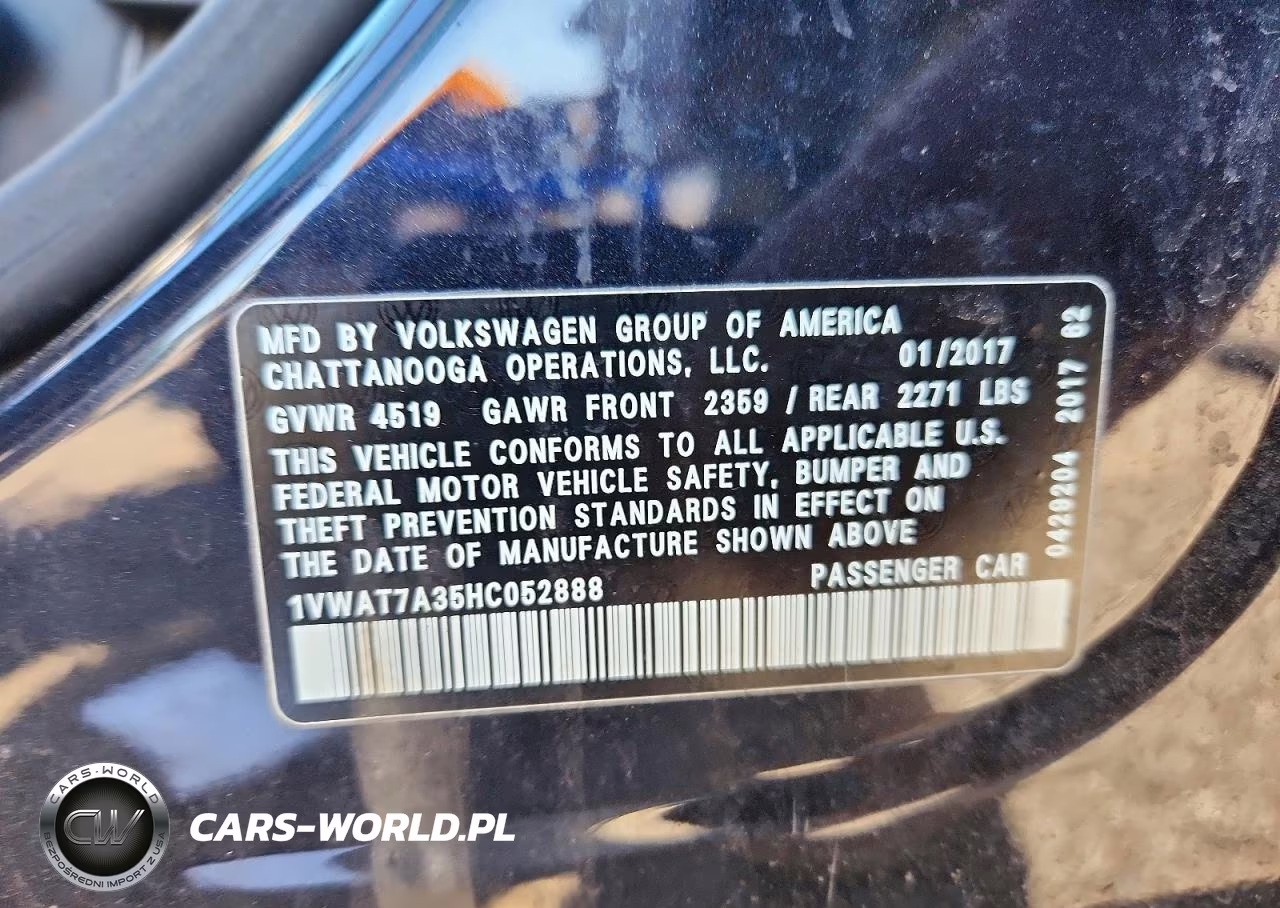 2017 Volkswagen Passat S VIN:1VWAT7A35HC052888 - 13