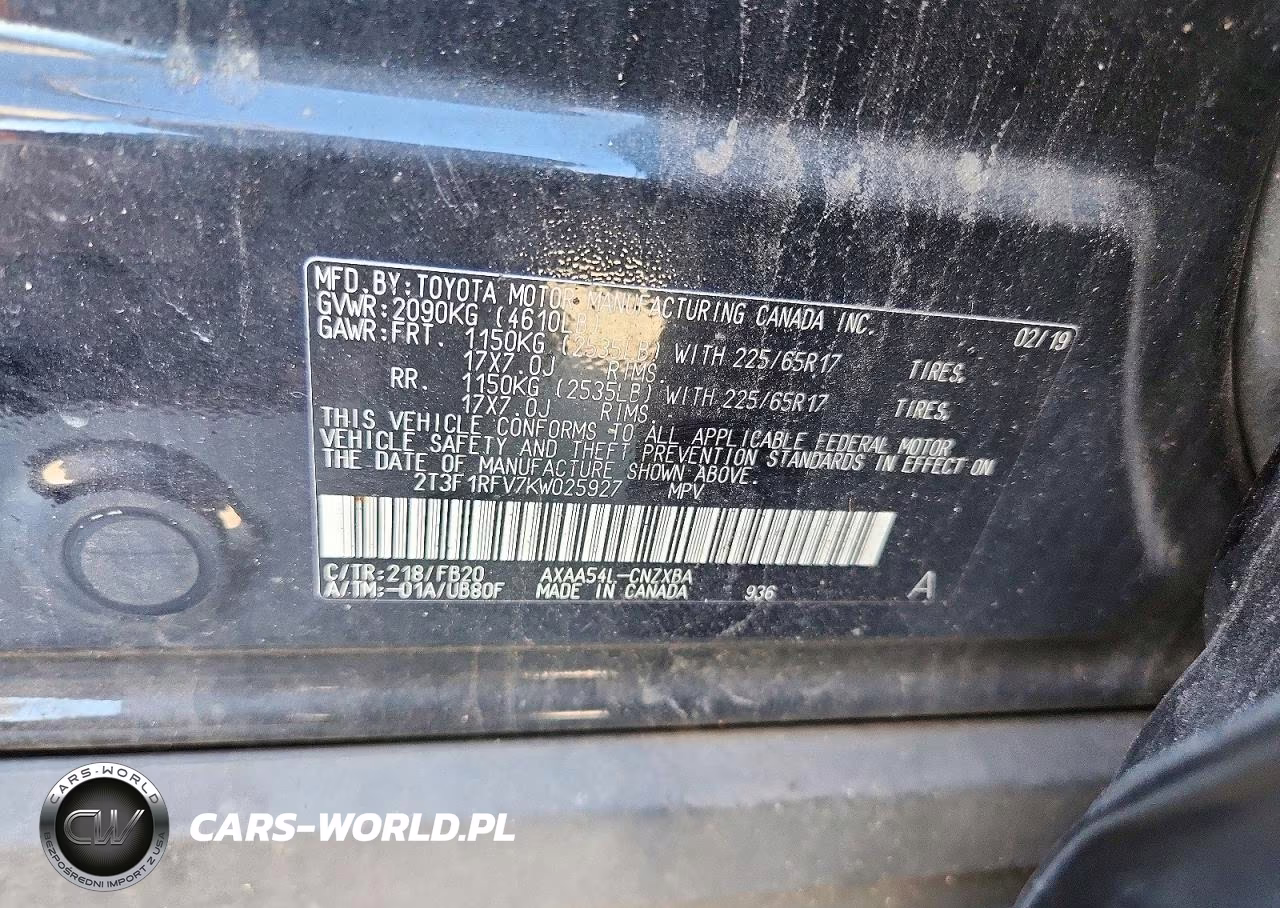 2019 Toyota Rav4 Le VIN:2T3F1RFV7KW025927 - 12