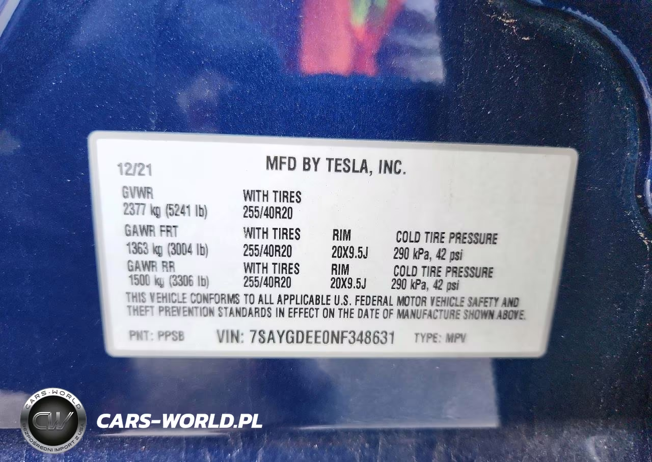 2022 Tesla Model Y VIN:7SAYGDEE0NF348631 - 12