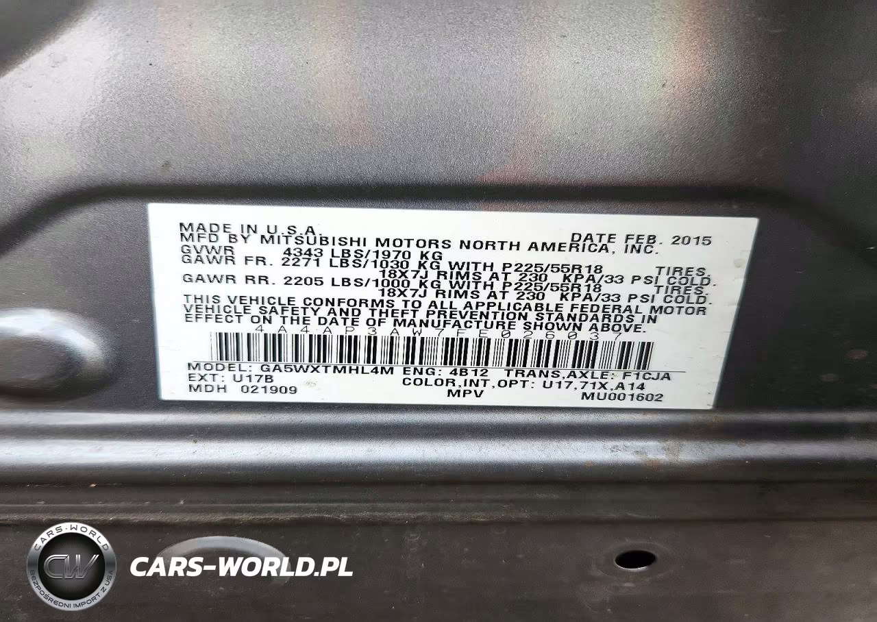 2015 Mitsubishi Outlander Sport Es VIN:4A4AP3AW7FE026037 - 14