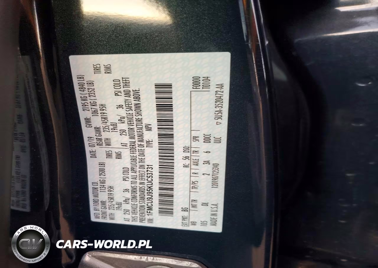 2019 Ford Escape Titanium VIN:1FMCU9J95KUC53731 - 12