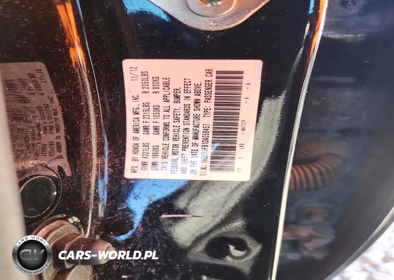 2013 Honda Accord Exl VIN:1HGCR2F81DA059457 - 12