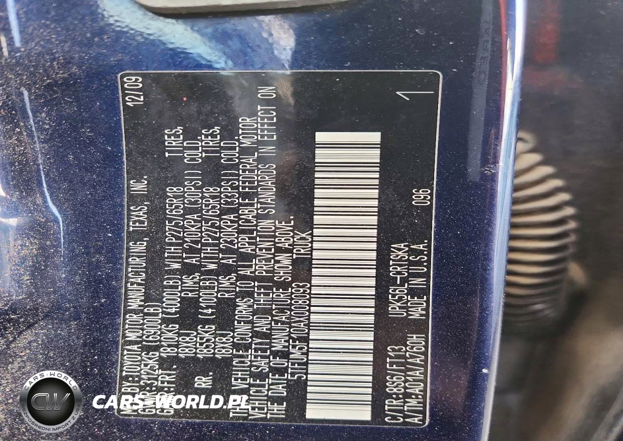 2010 Toyota Tundra Double Cab Sr5 VIN:5TFUM5F10AX008093 - 12