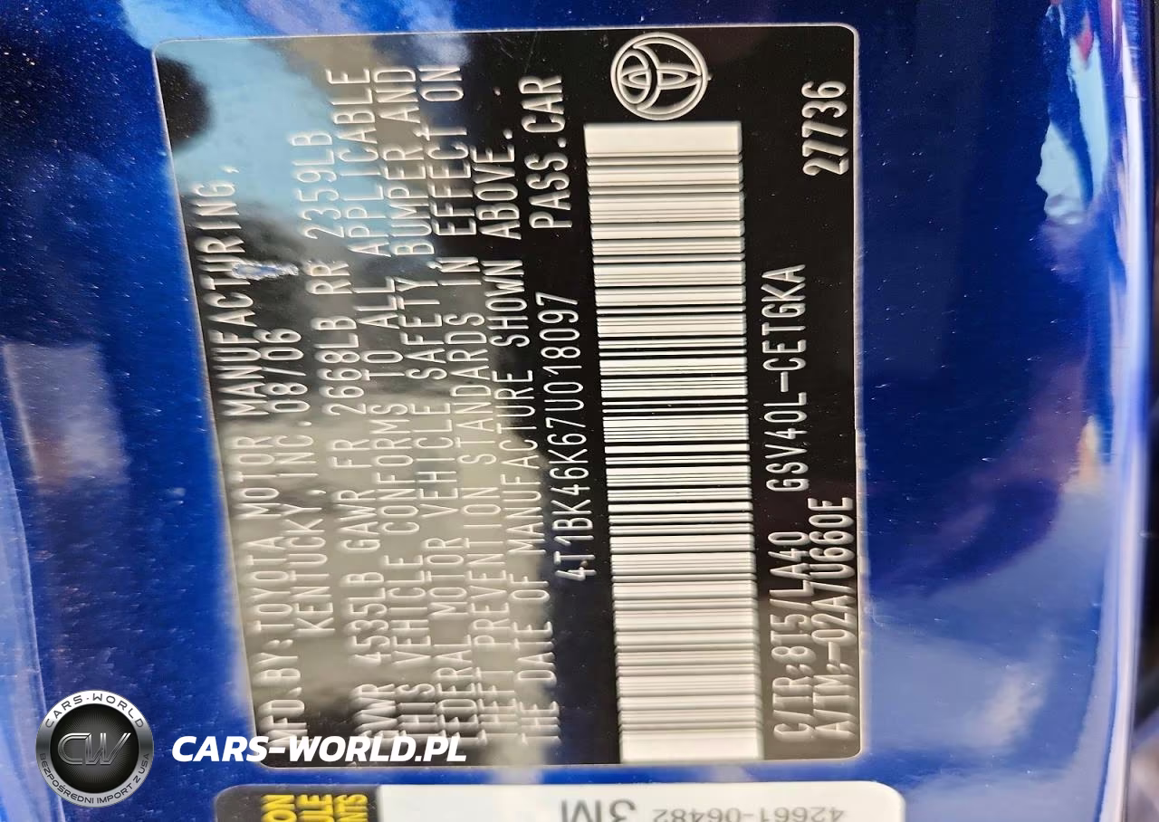 2007 Toyota Camry Xle V6 VIN:4T1BK46K67U018097 - 12