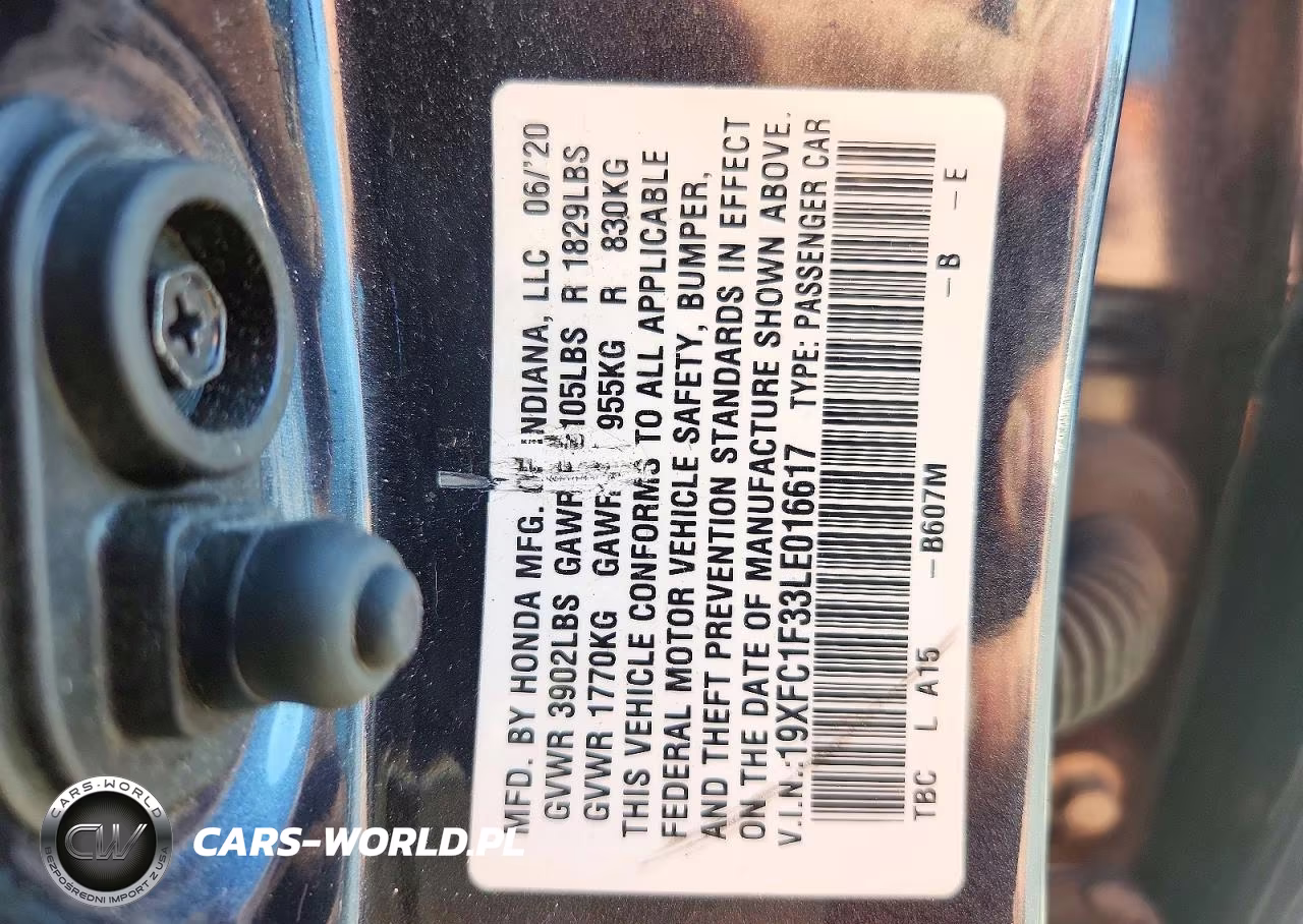 2020 Honda Civic Ex VIN:19XFC1F33LE016617 - 13