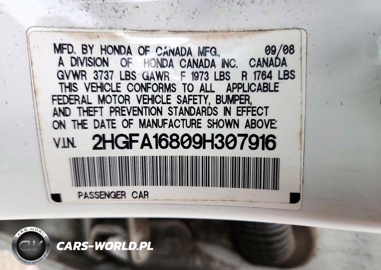 2009 Honda Civic Ex VIN:2HGFA16809H307916 - 13