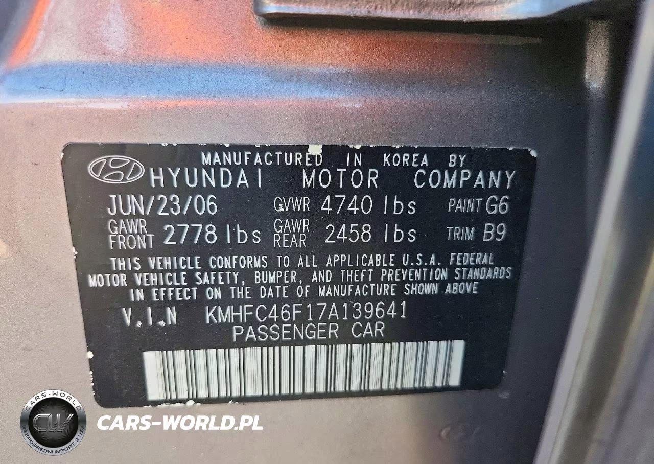 2007 Hyundai Azera Se VIN:KMHFC46F17A139641 - 12