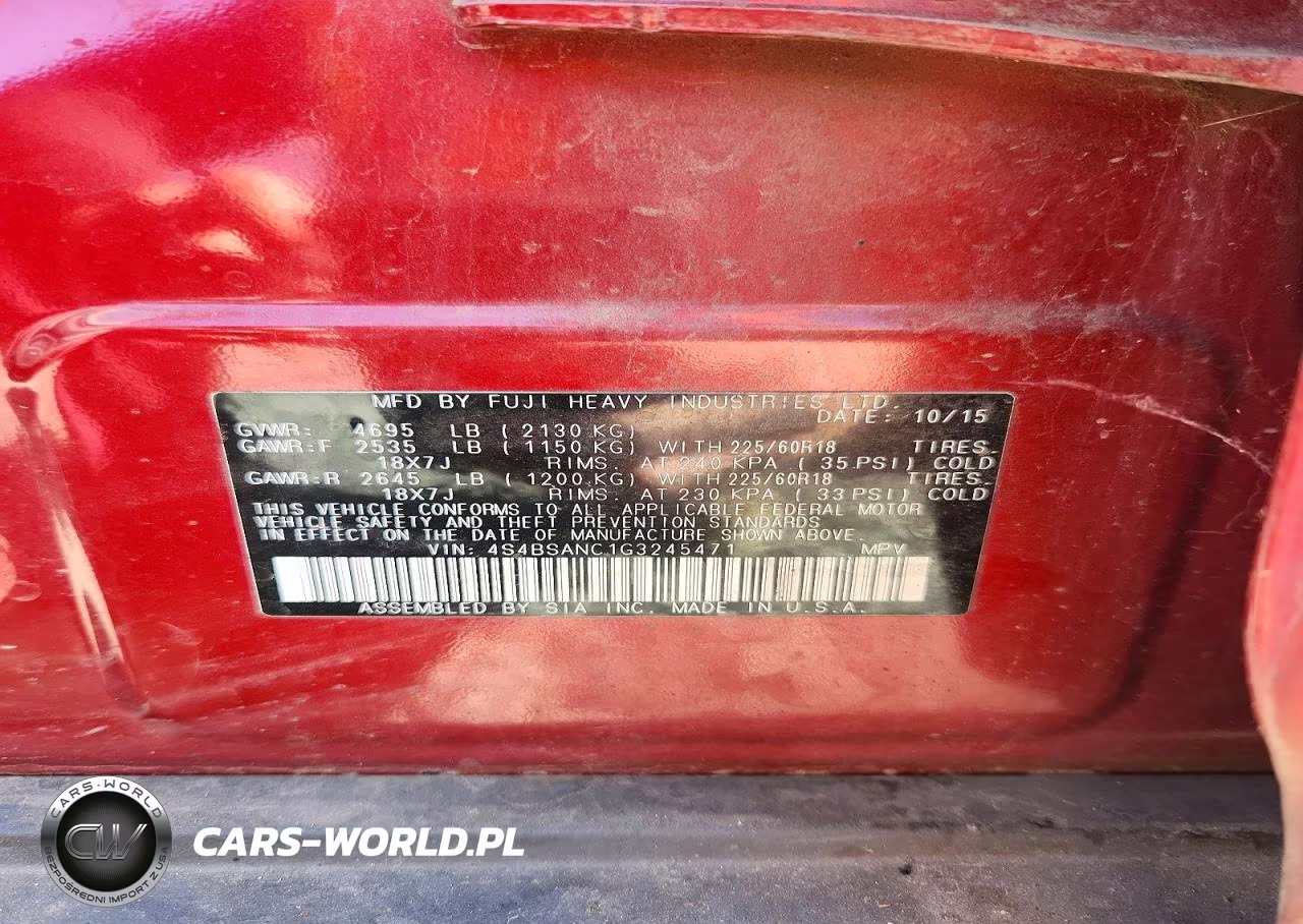 2016 Subaru Outback 2.5I Limited VIN:4S4BSANC1G3245471 - 13