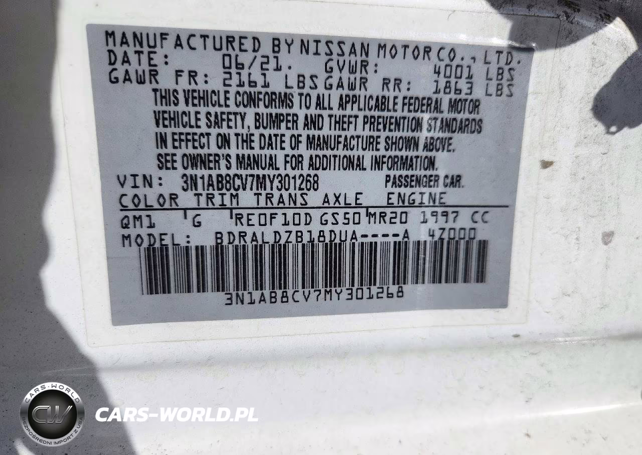 2021 Nissan Sentra Sv VIN:3N1AB8CV7MY301268 - 13