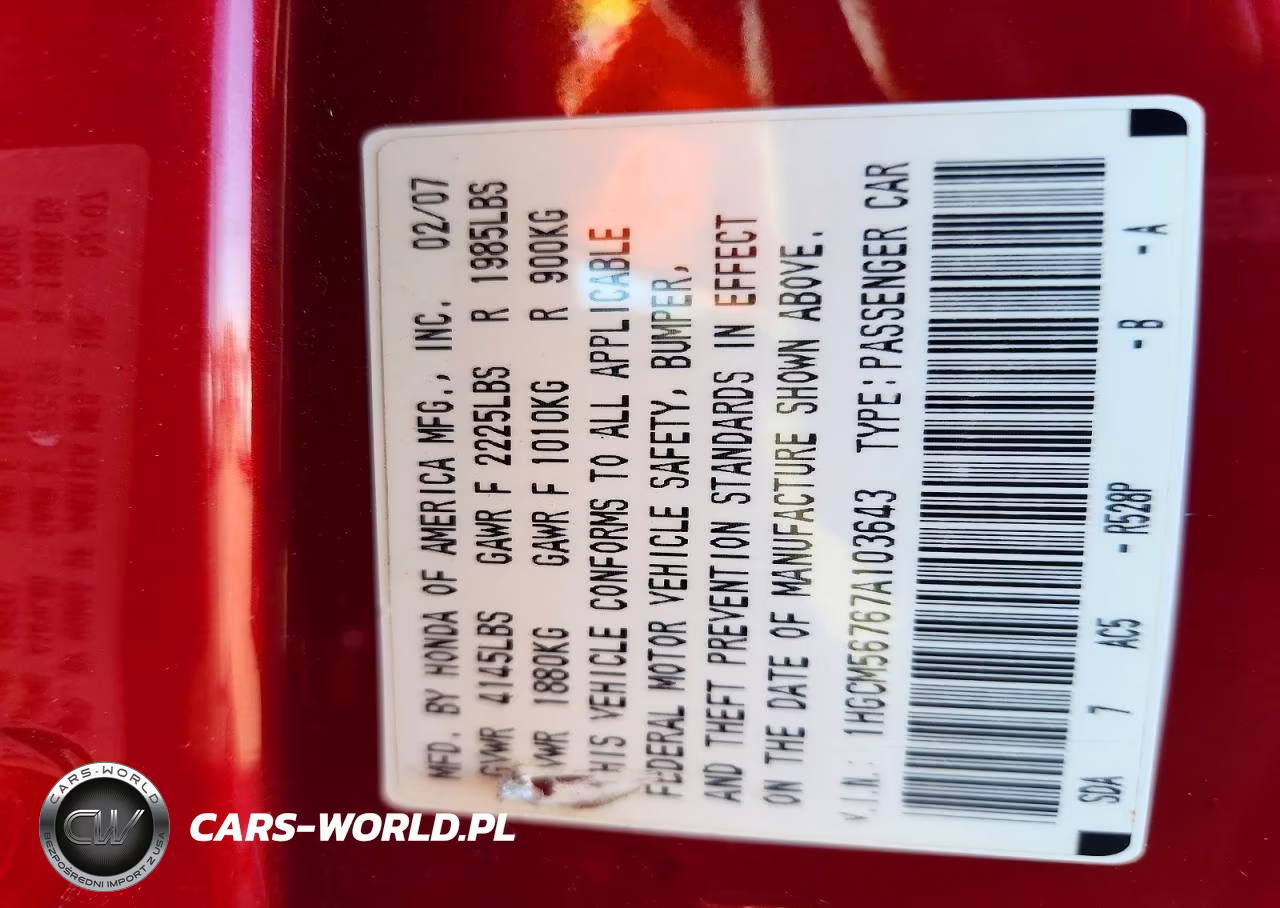 2007 Honda Accord Ex VIN:1HGCM56767A103643 - 12