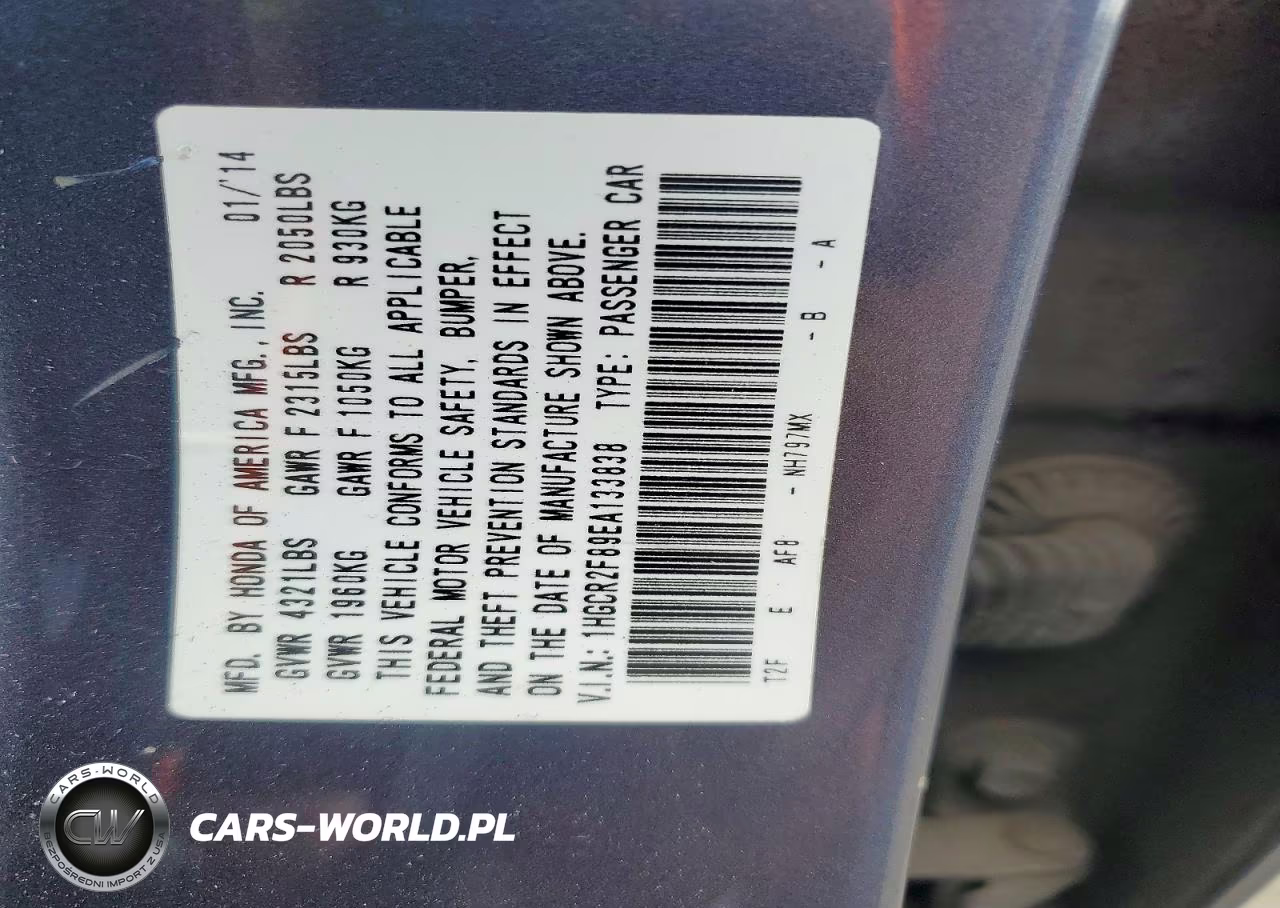 2014 Honda Accord Exl VIN:1HGCR2F89EA133838 - 13