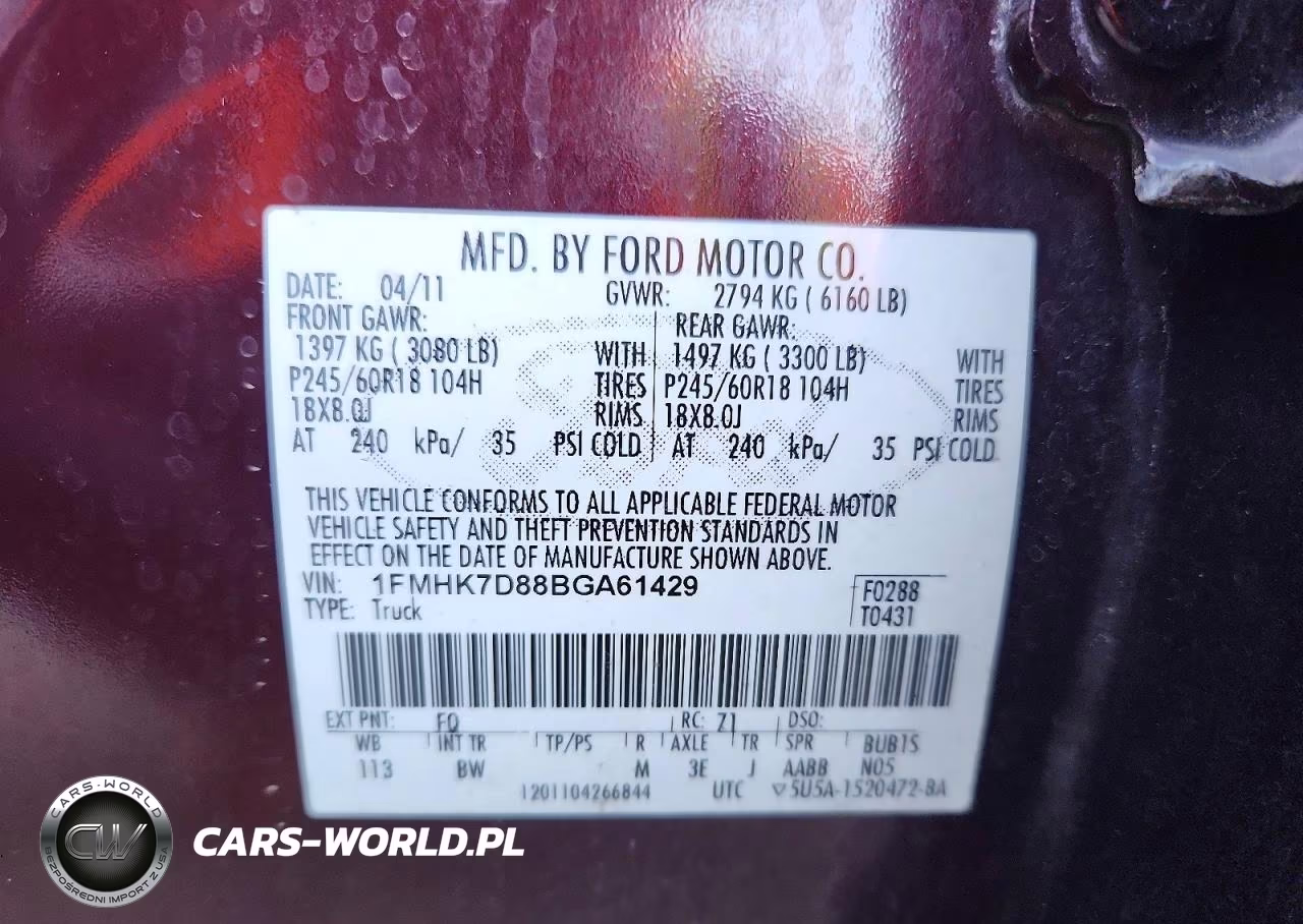 2011 Ford Explorer Xlt VIN:1FMHK7D88BGA61429 - 12