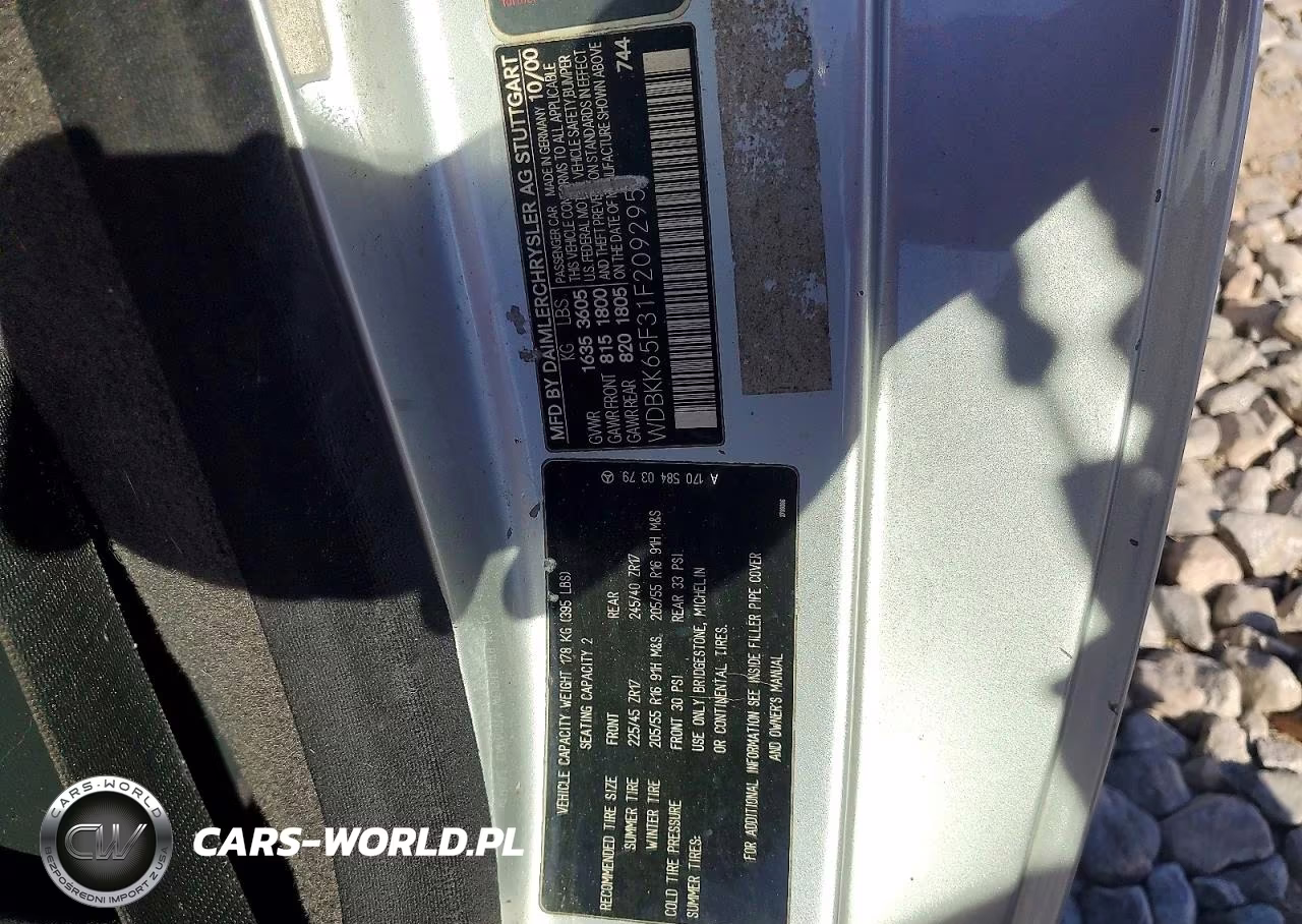 2001 Mercedes-Benz Slk 320 VIN:WDBKK65F31F209295 - 12