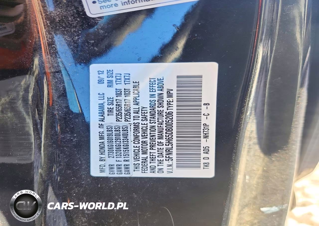 2013 Honda Odyssey Exl VIN:5FNRL5H65DB005206 - 13