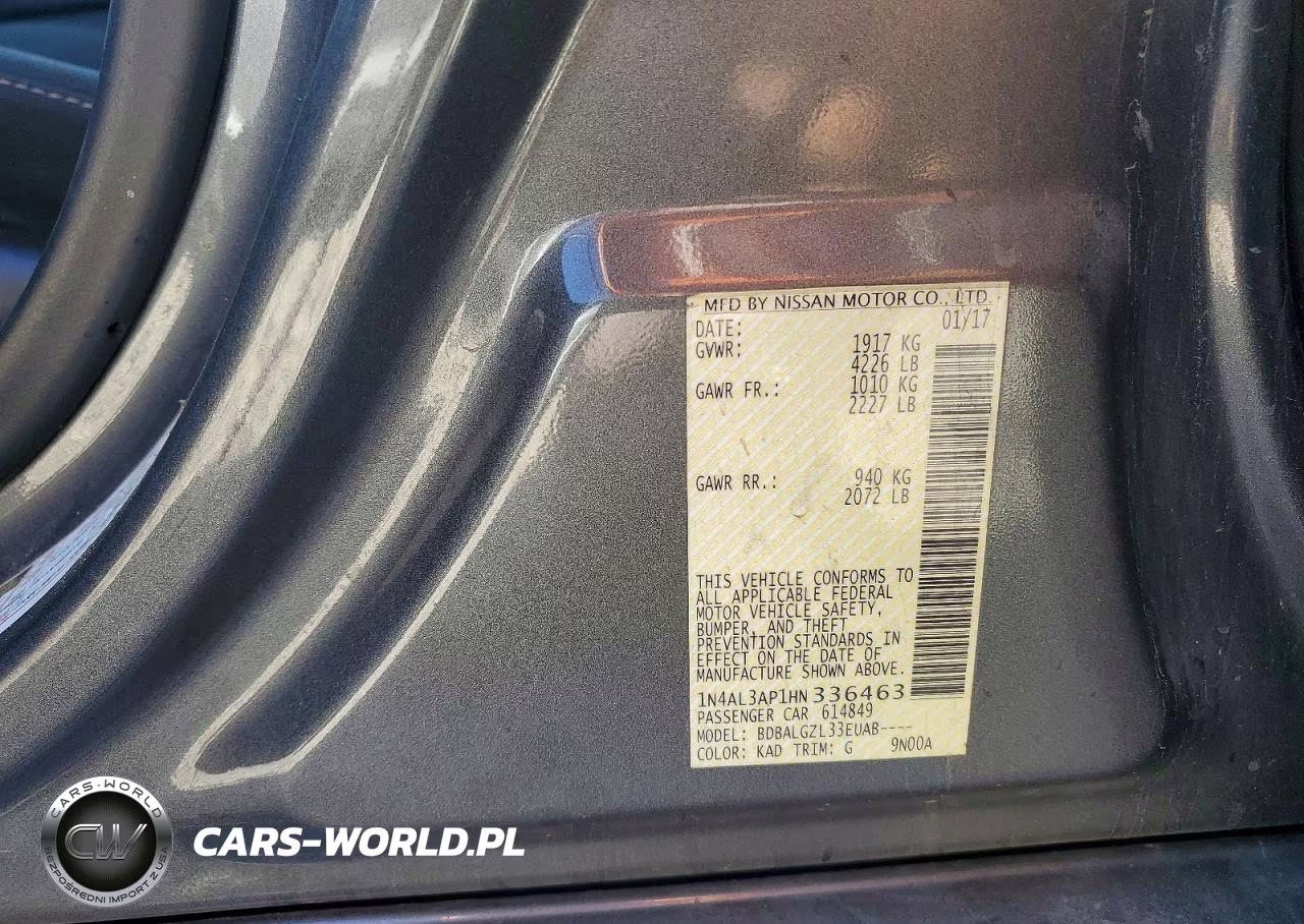 2017 Nissan Altima 2.5 S VIN:1N4AL3AP1HN336463 - 13