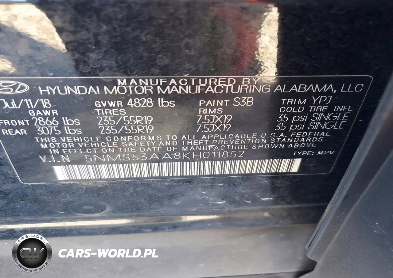 2019 Hyundai Santa Fe Ultimate 2.0T VIN:5NMS53AA8KH011852 - 14