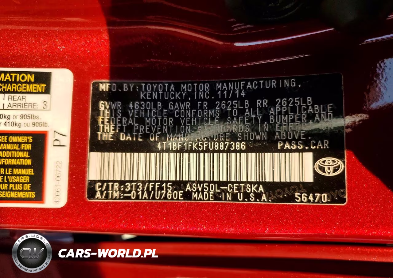2015 Toyota Camry Se VIN:4T1BF1FK5FU887386 - 13