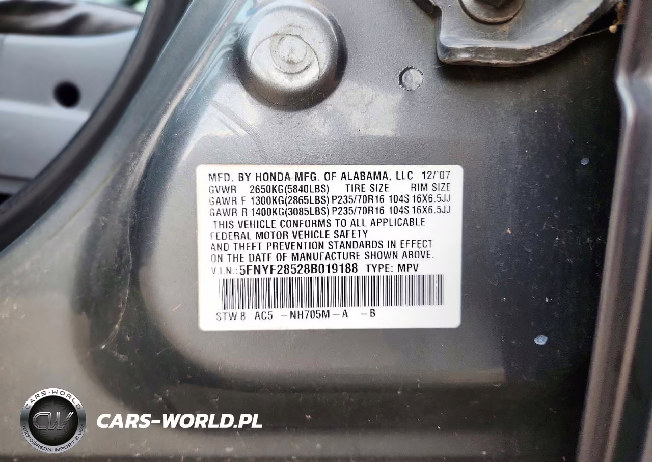 2008 Honda Pilot Exl VIN:5FNYF28528B019188 - 13