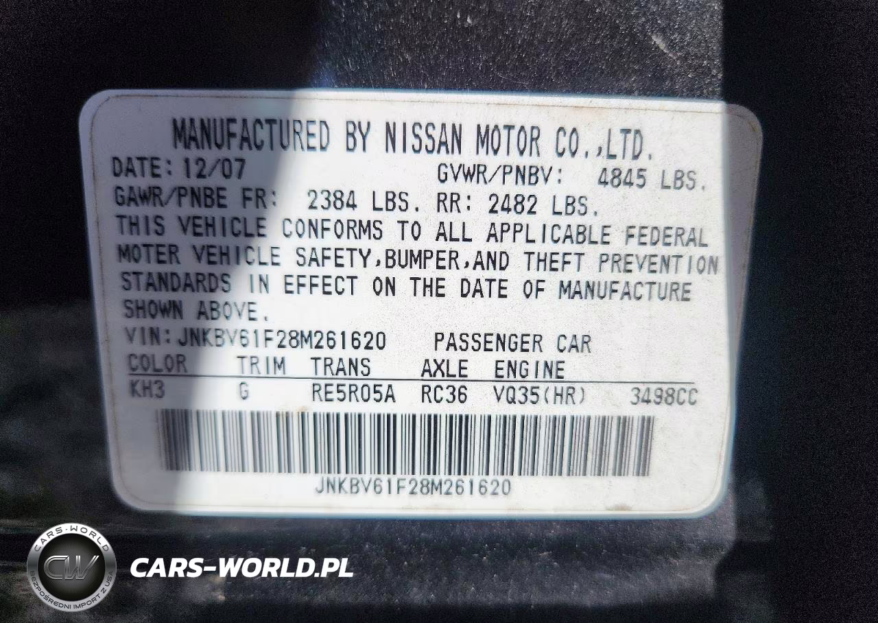 2008 Infiniti G35 X VIN:JNKBV61F28M261620 - 12