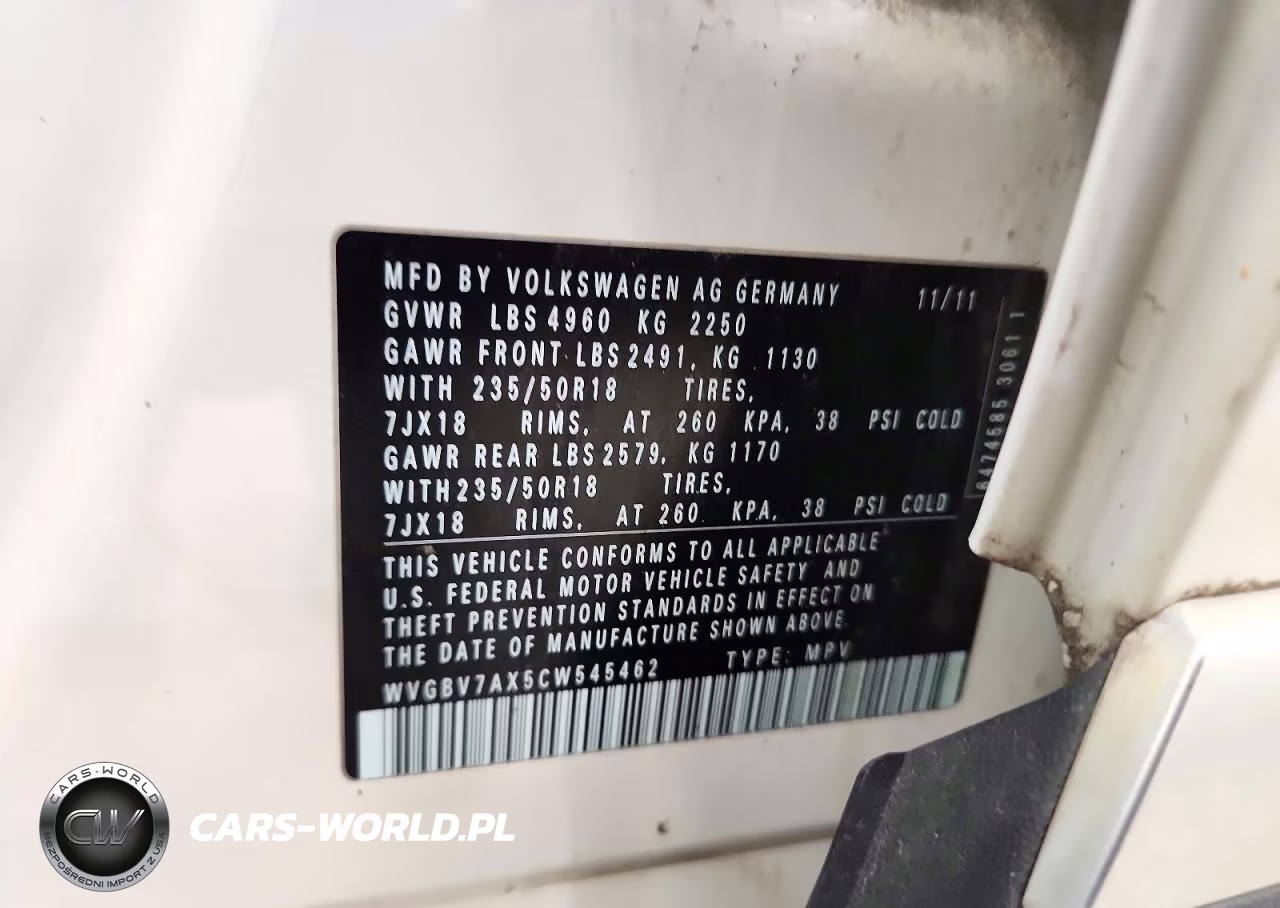 2012 Volkswagen Tiguan S VIN:WVGBV7AX5CW545462 - 13