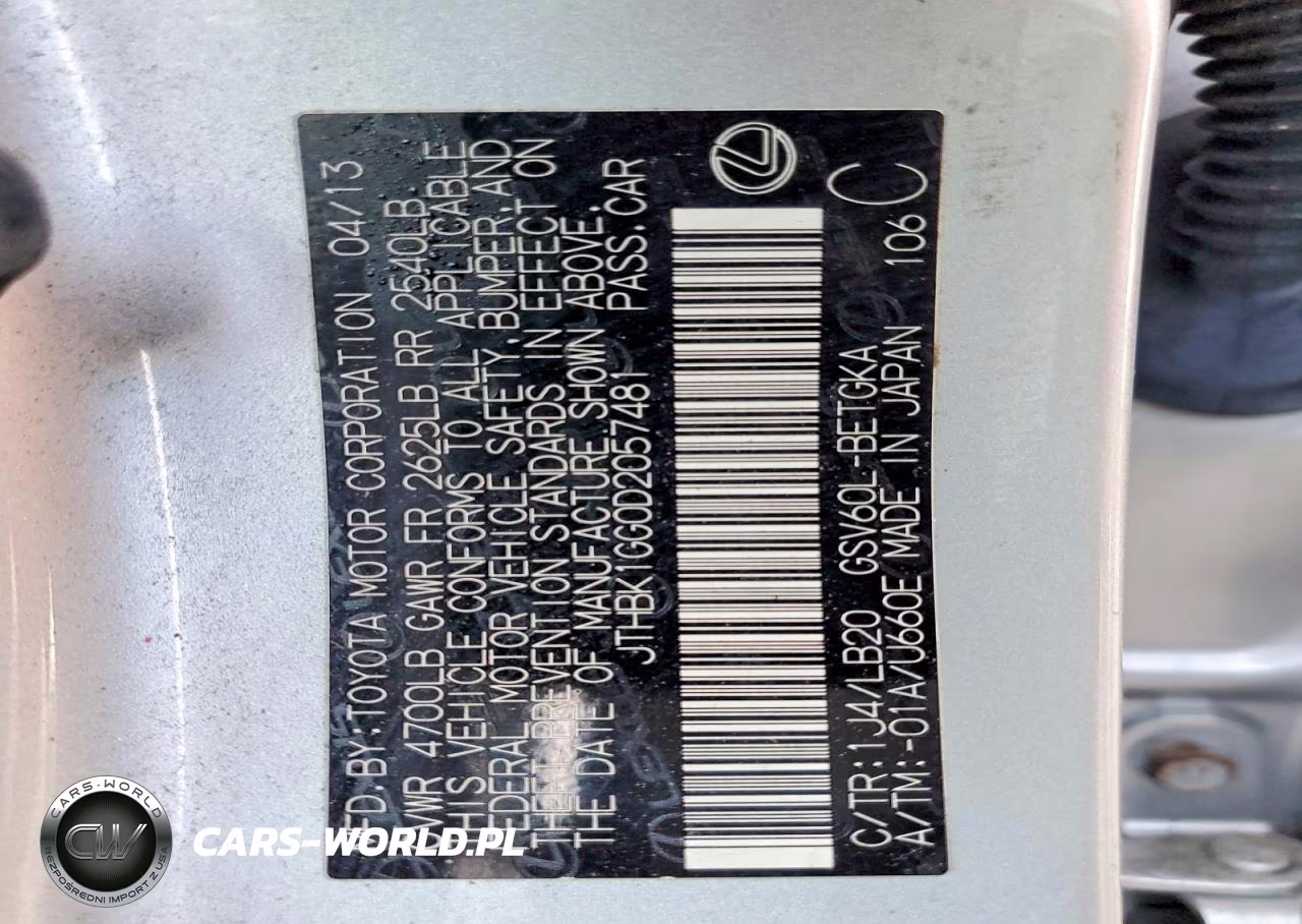 2013 Lexus Es 350 VIN:JTHBK1GG0D2057481 - 13