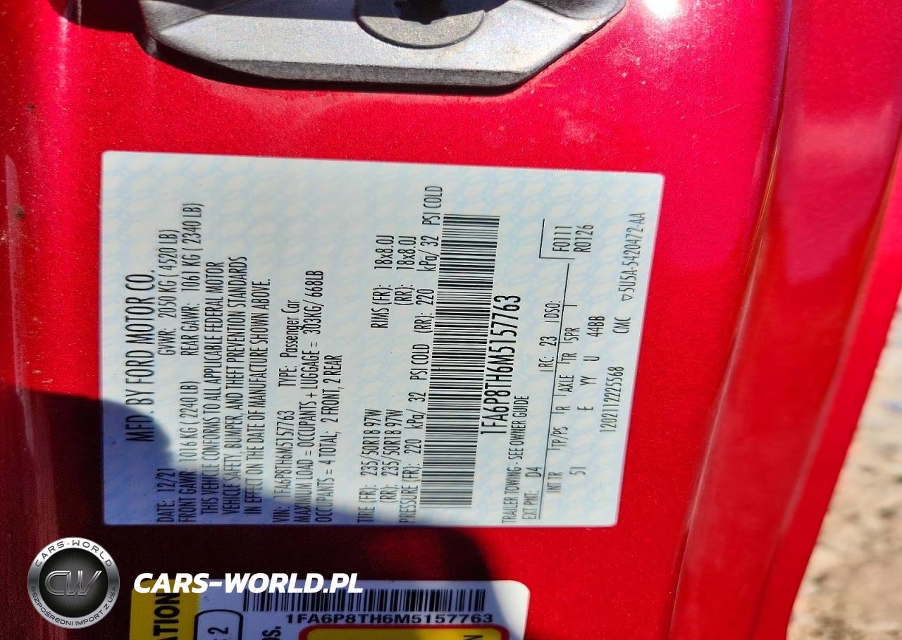 2021 Ford Mustang VIN:1FA6P8TH6M5157763 - 12