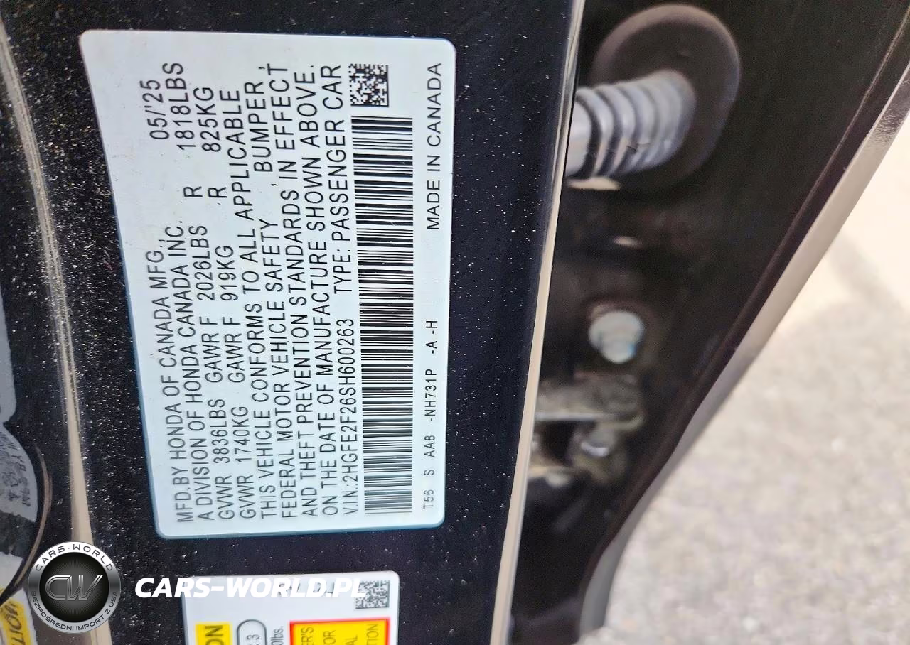 2025 Honda Civic Lx VIN:2HGFE2F26SH600263 - 12
