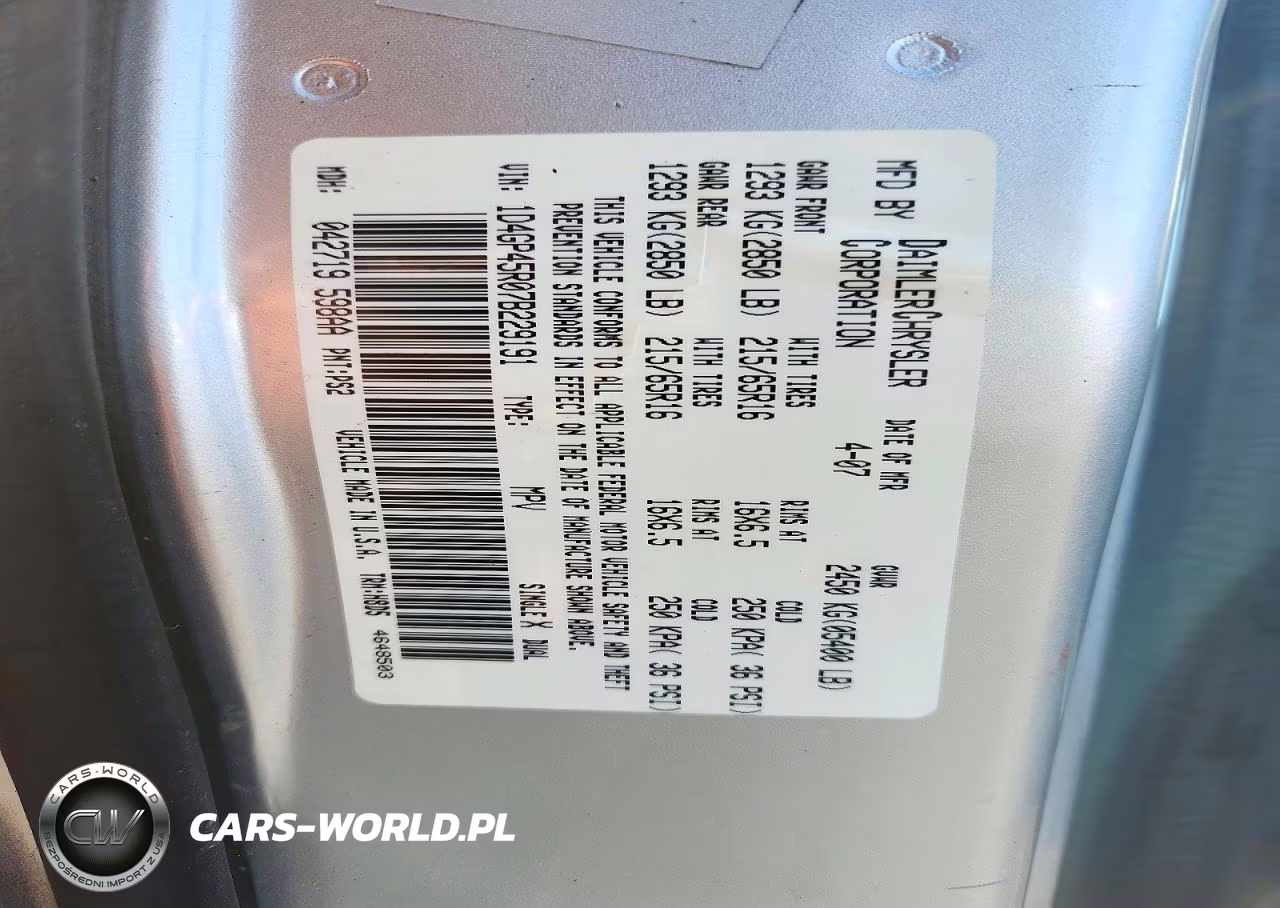 2007 Dodge Caravan Sxt VIN:1D4GP45R07B229191 - 13