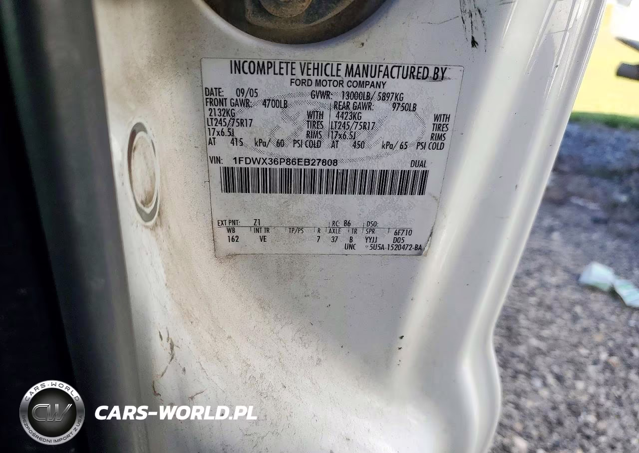 2006 Ford F350 Super Duty VIN:1FDWX36P86EB27808 - 13