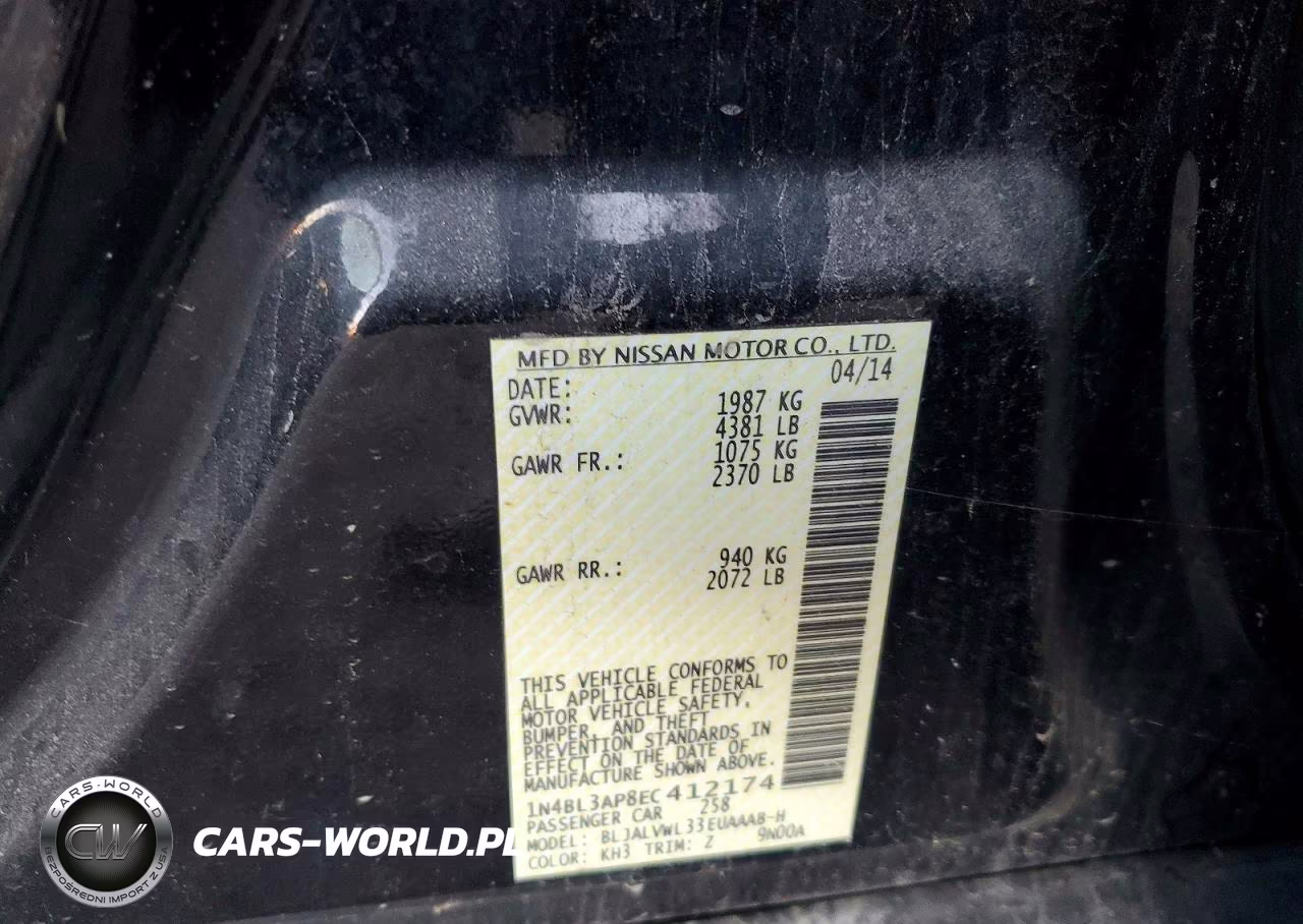 2014 Nissan Altima 3.5 Sl VIN:1N4BL3AP8EC412174 - 12