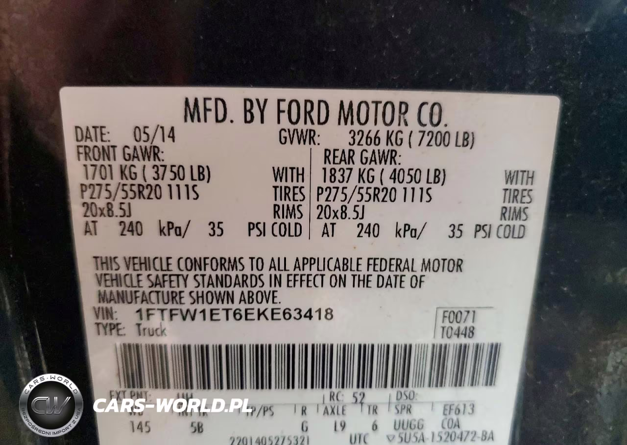 2014 Ford F150 Supercrew VIN:1FTFW1ET6EKE63418 - 12