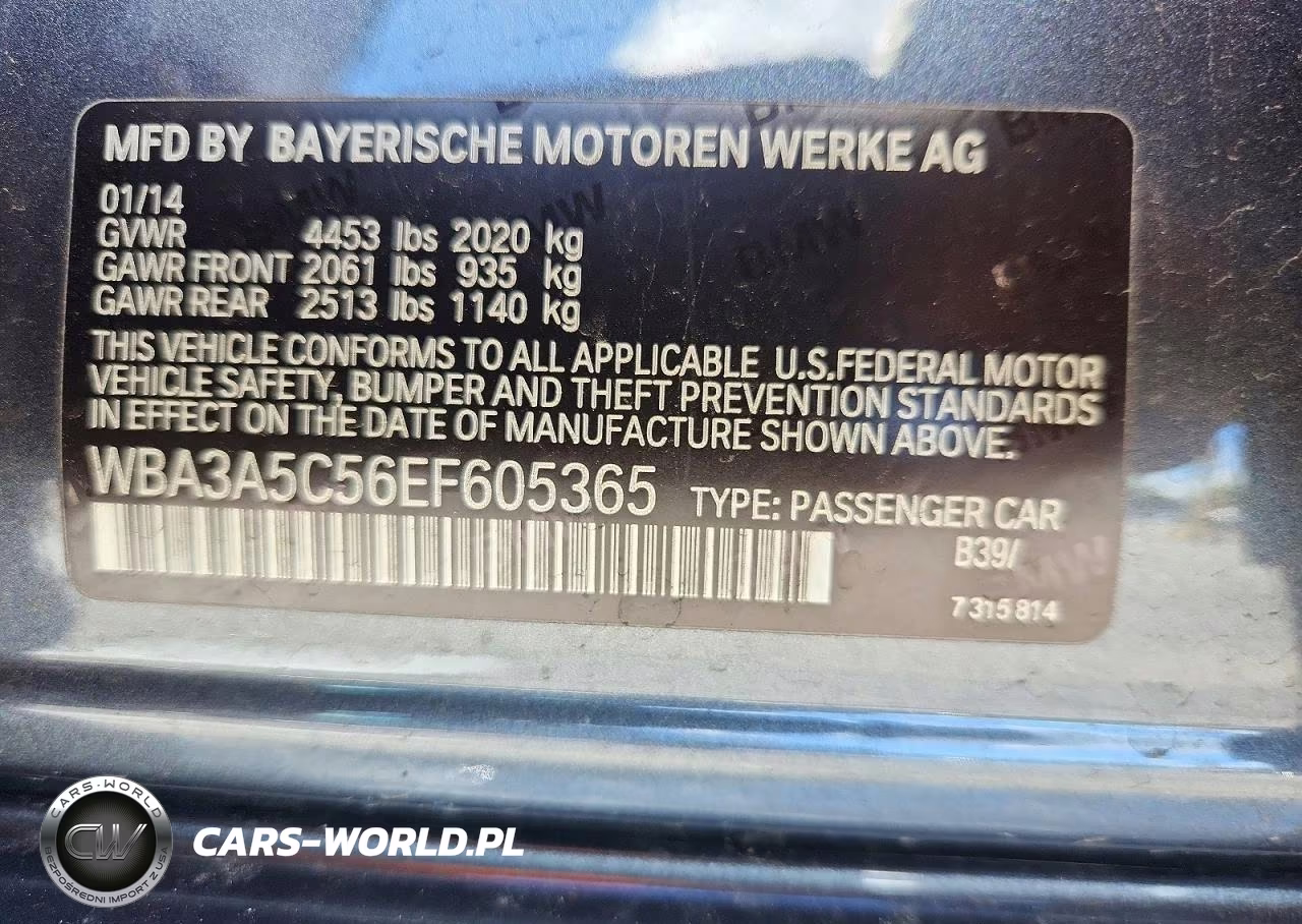 2014 BMW 328 I VIN:WBA3A5C56EF605365 - 12