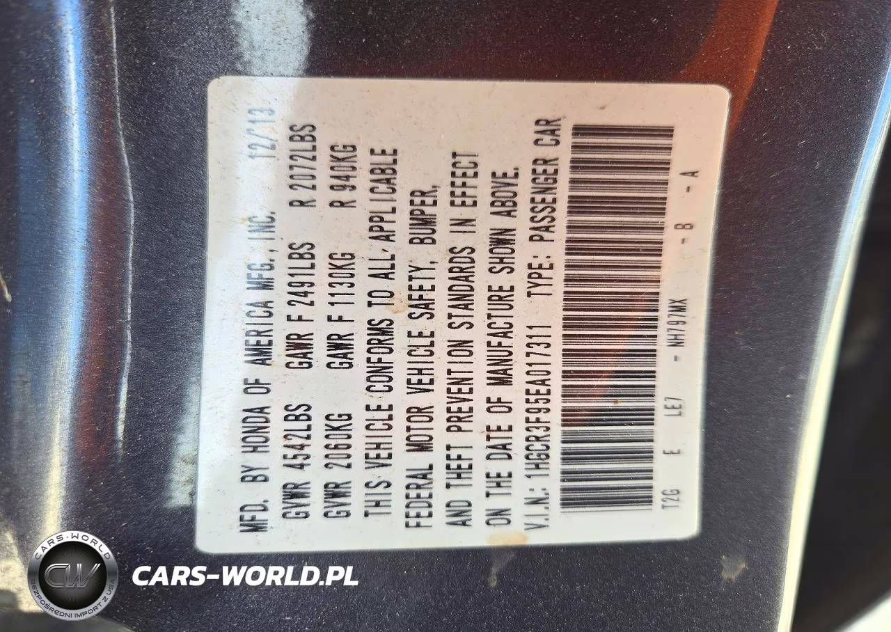 2014 Honda Accord Touring VIN:1HGCR3F95EA017311 - 12