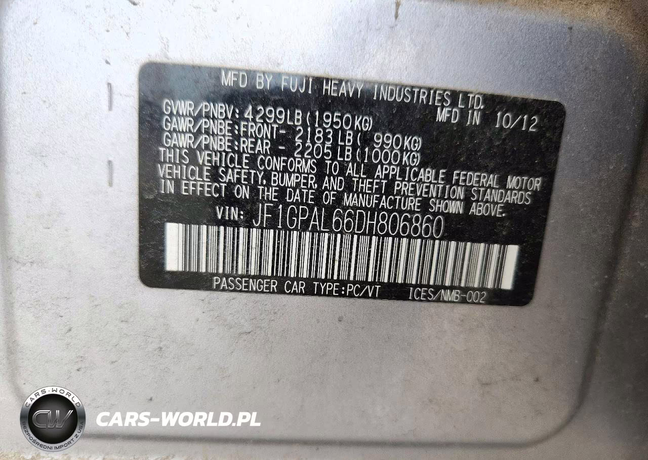 2013 Subaru Impreza Sport Premium VIN:JF1GPAL66DH806860 - 12