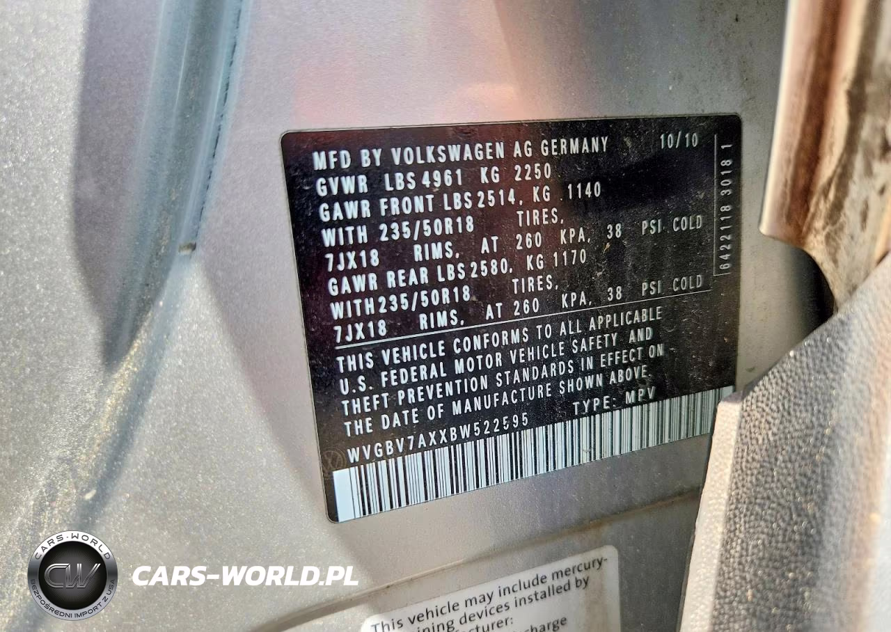 2011 Volkswagen Tiguan S VIN:WVGBV7AXXBW522595 - 13