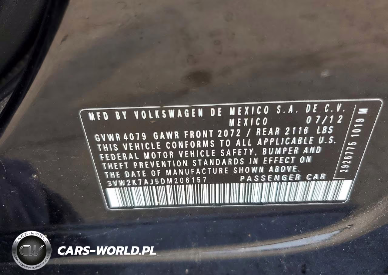 2013 Volkswagen Jetta Base VIN:3VW2K7AJ5DM206157 - 13