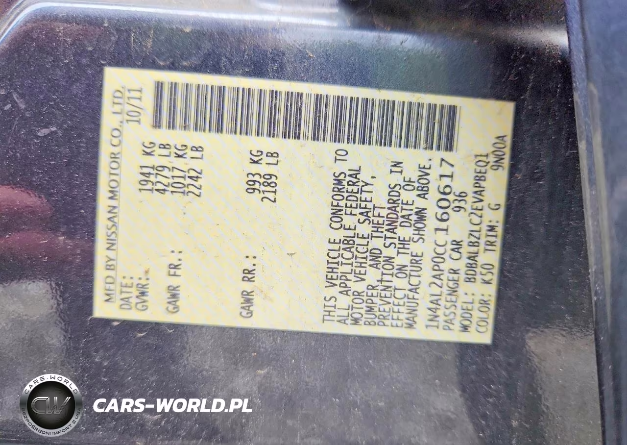 2012 Nissan Altima 2.5 VIN:1N4AL2AP0CC160617 - 13