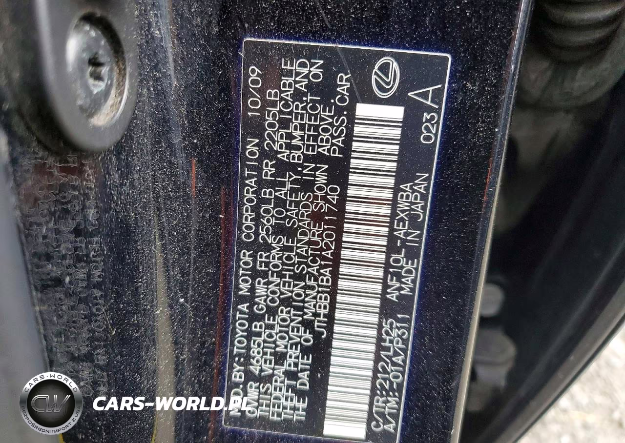 2010 Lexus Hs 250H VIN:JTHBB1BA1A2011740 - 12