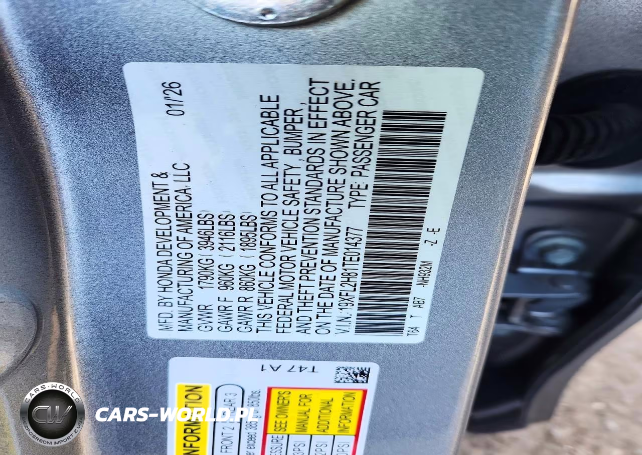 2026 Honda Civic Sport VIN:19XFL2H81TE014377 - 12