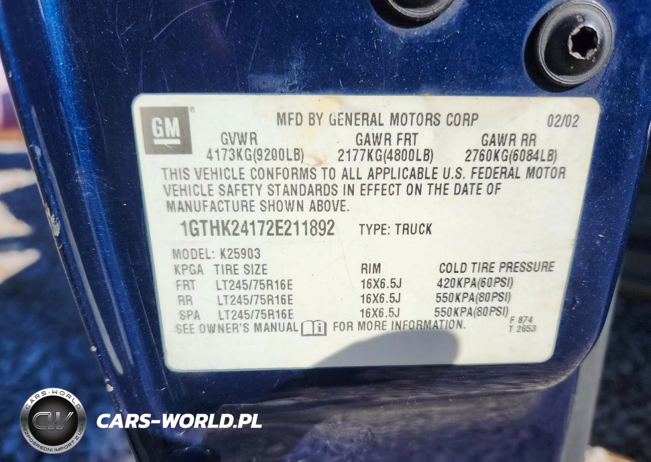 2002 GMC Sierra K2500 Heavy Duty VIN:1GTHK24172E211892 - 12