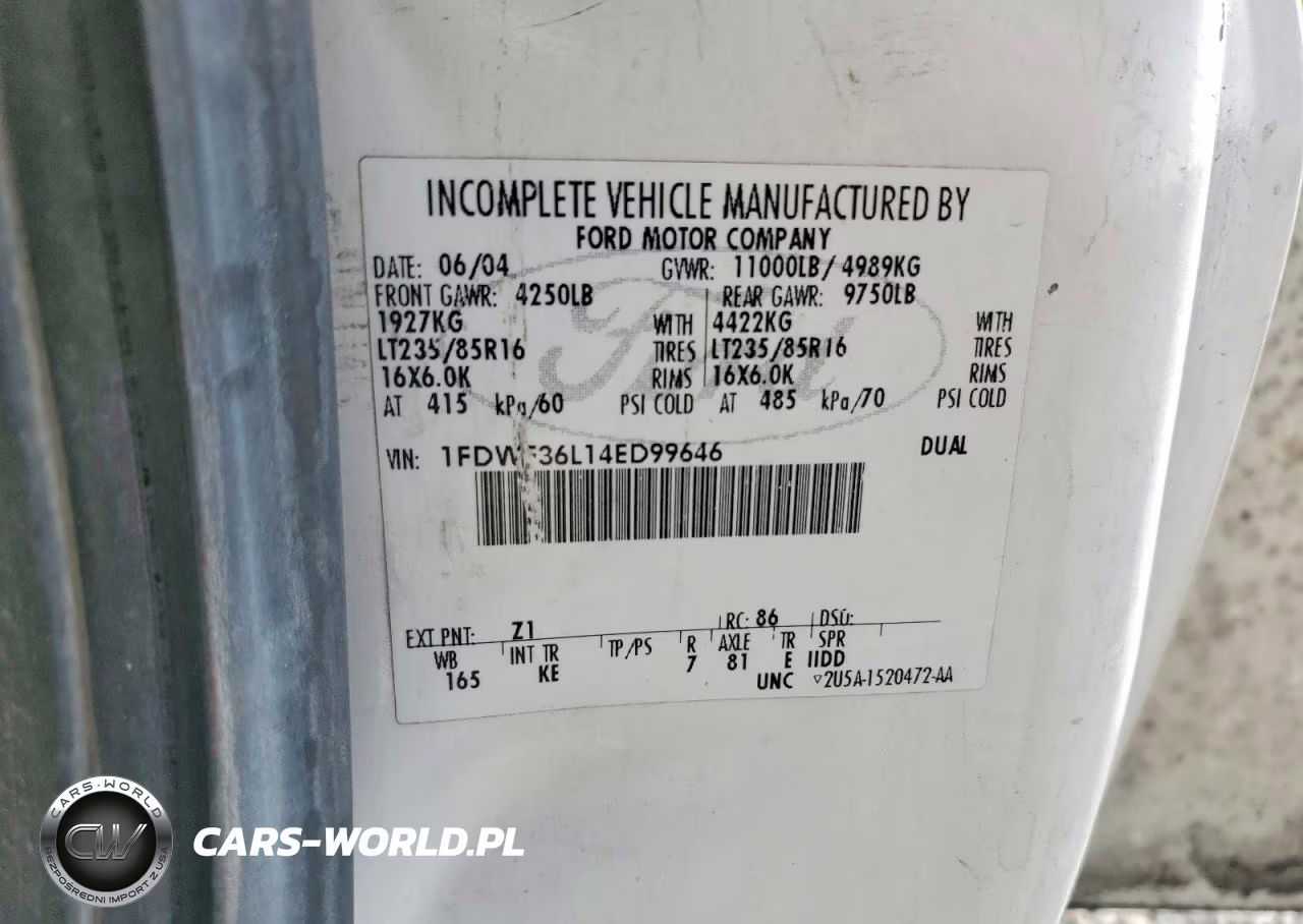 2004 Ford F350 Super Duty VIN:1FDWF36L14ED99646 - 13