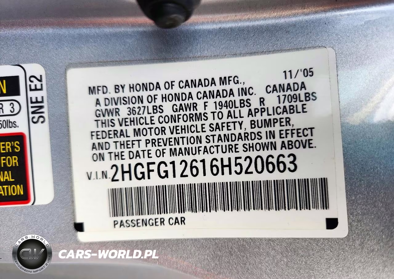 2006 Honda Civic Lx VIN:2HGFG12616H520663 - 12