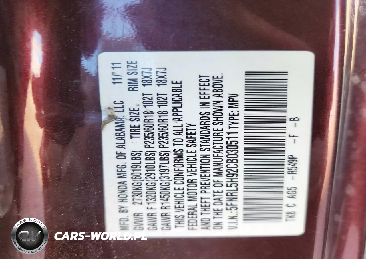 2012 Honda Odyssey Touring VIN:5FNRL5H92CB030511 - 13