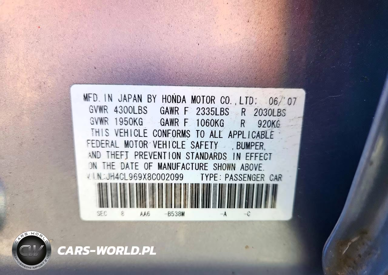 2008 Acura Tsx VIN:JH4CL969X8C002099 - 12