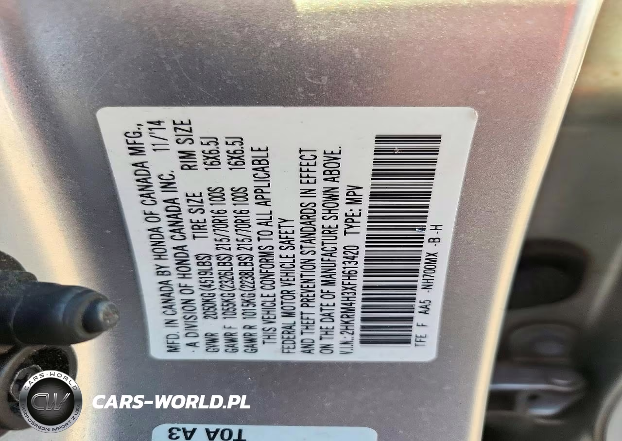 2015 Honda Cr-V Lx VIN:2HKRM4H3XFH613420 - 13