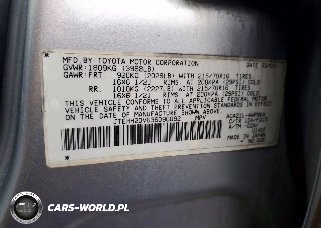 2003 Toyota Rav4 Base VIN:JTEHH20V636090092 - 13