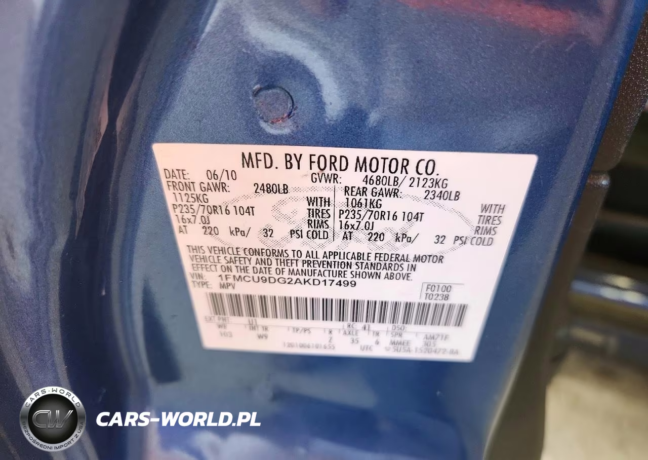 2010 Ford Escape Xlt VIN:1FMCU9DG2AKD17499 - 13