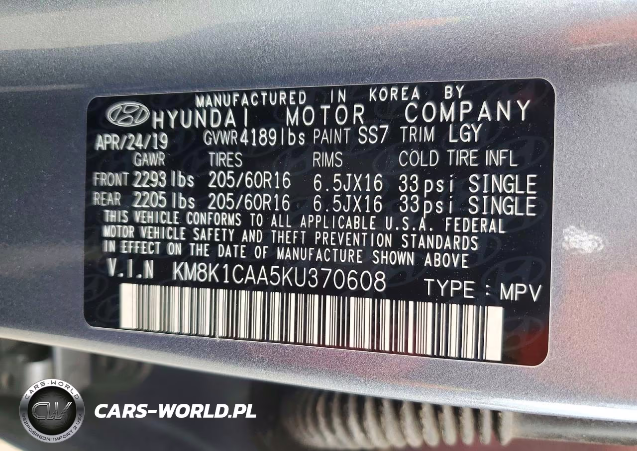 2019 Hyundai Kona Se VIN:KM8K1CAA5KU370608 - 14