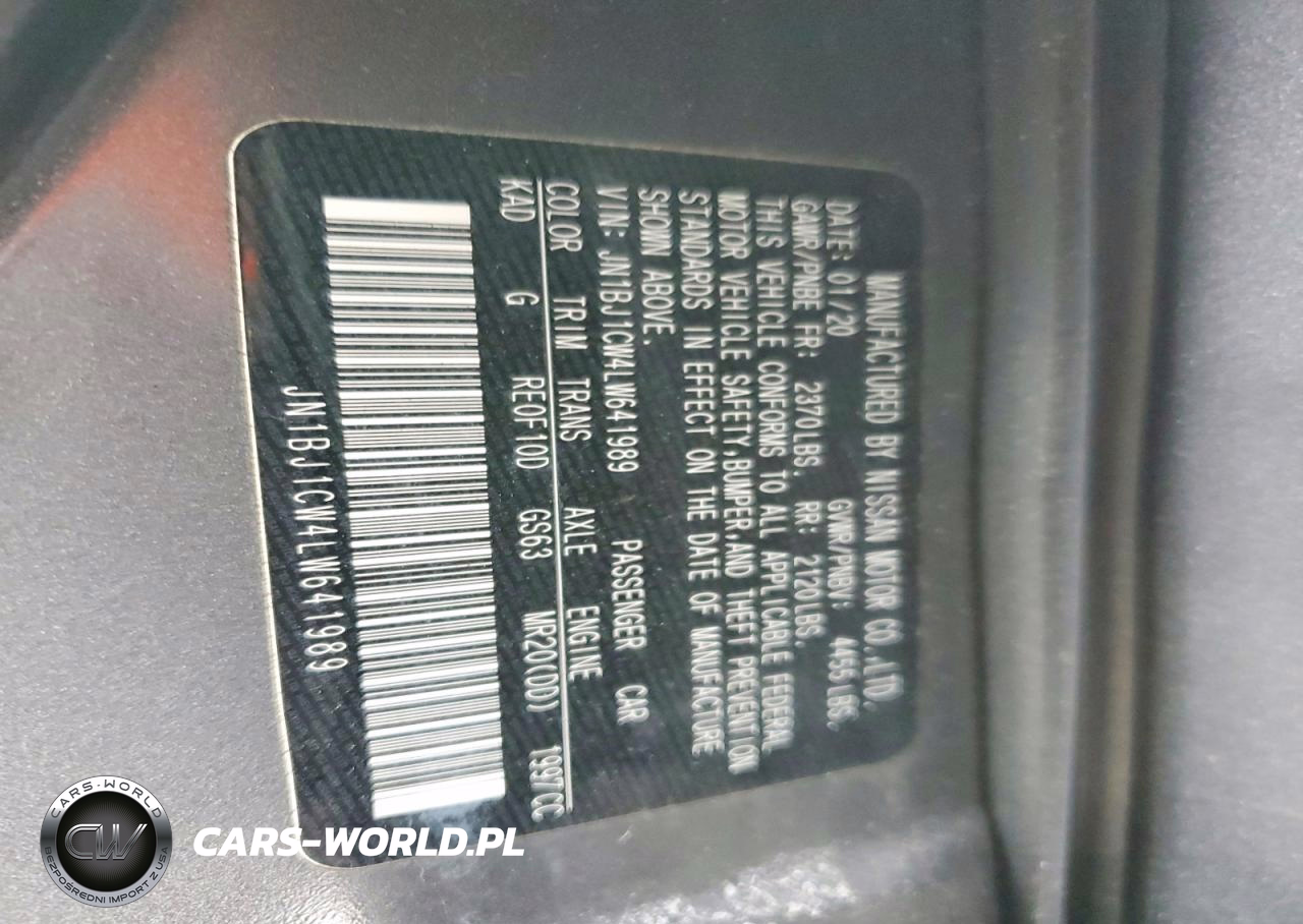 2020 Nissan Rogue Sport S VIN:JN1BJ1CW4LW641989 - 12