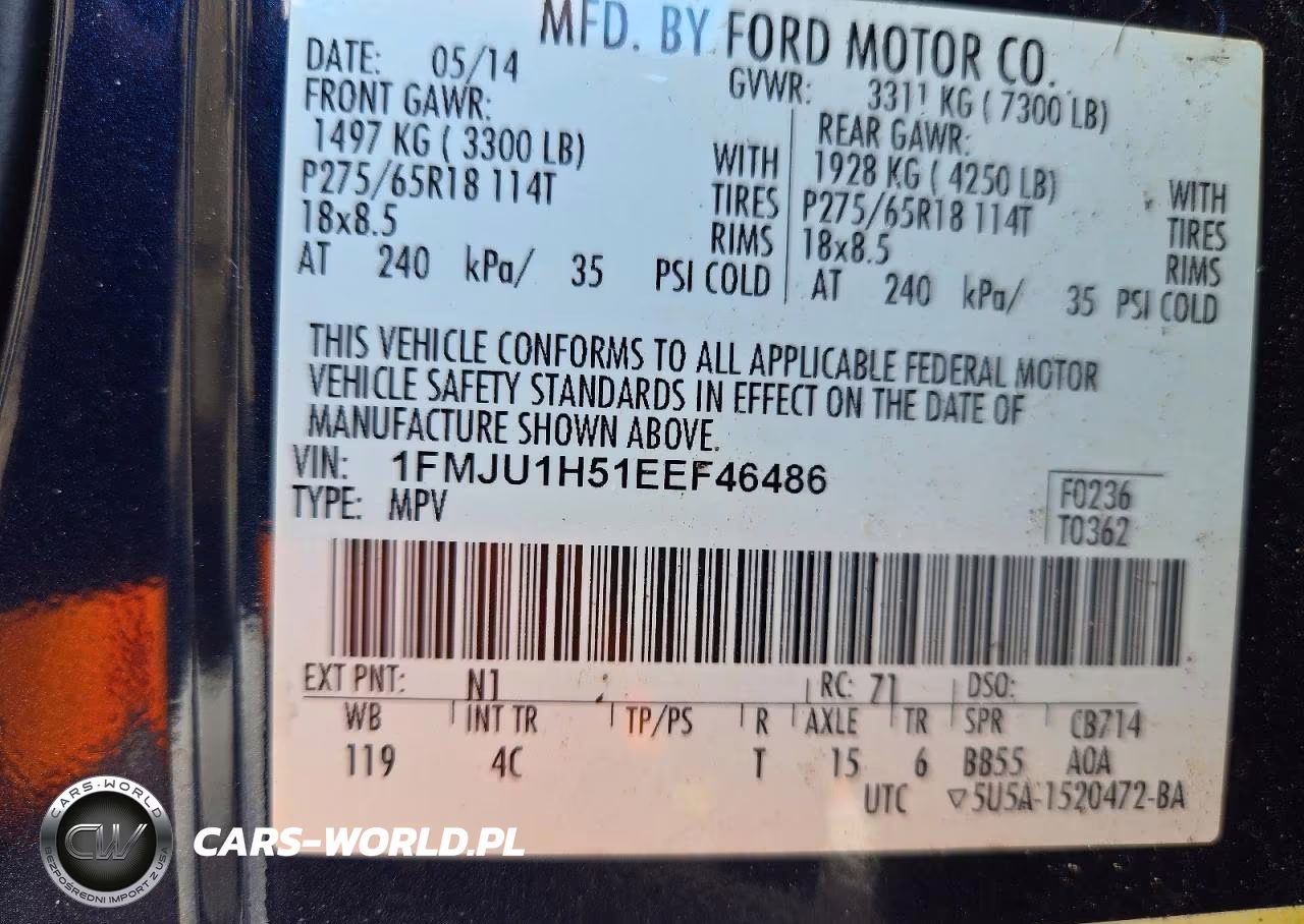 2014 Ford Expedition Xlt VIN:1FMJU1H51EEF46486 - 14